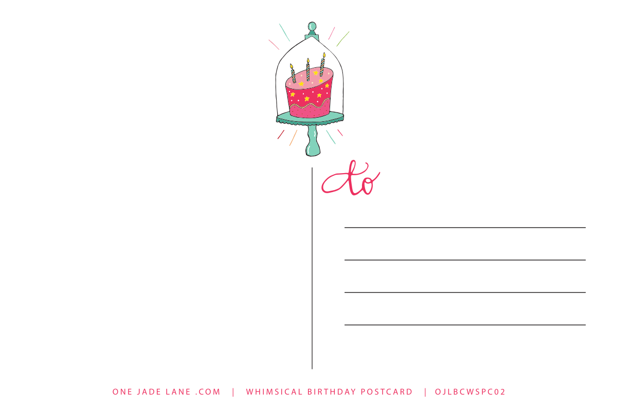 Address side of the cake dome birthday postcard