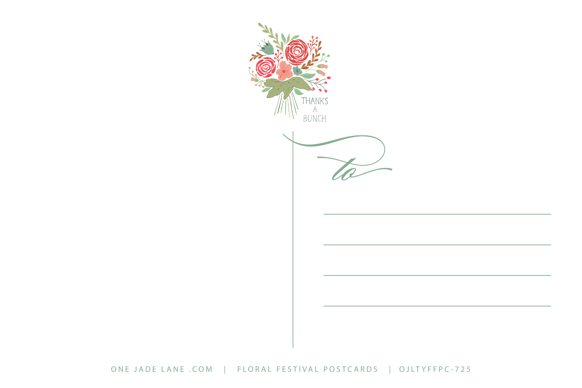 Universal address side of the Floral Festival postcards